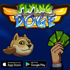 Dogecoin inspired app game Flying Doge made for 1000 Doge coins